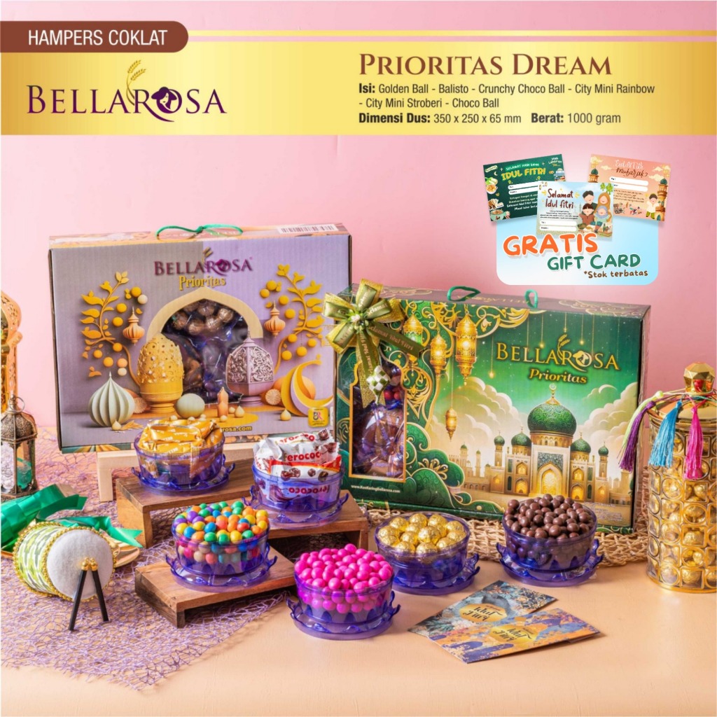 

BELLAROSA PAKET KUE PRIORITAS DREAM ANEKA COKLAT PERMEN PARCEL LEBARAN