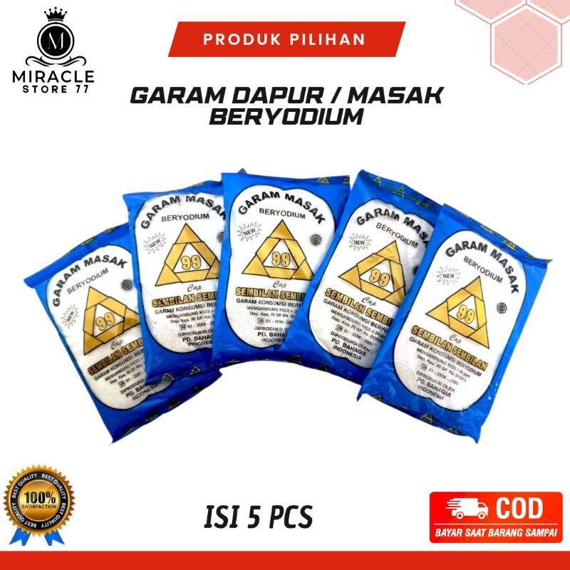 

[5 Pcs] Garam Masak Dapur Beryodium Asin Salt Berat Perbungkus 100gr