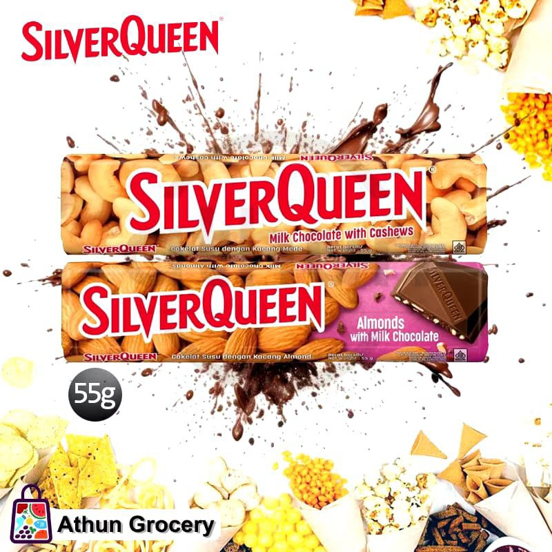 

SILVERQUEEN MILK CHOCOLATE CASWHE 55 GR SILVERQUEEN CHOCOLATE MEDE ALMOND SILVERQUEEN COKLAT UKURAN BESAR