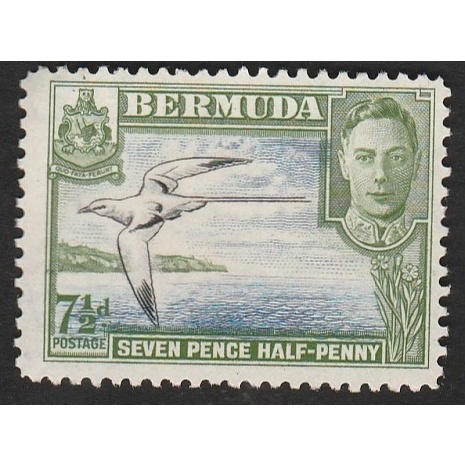 

A 11916 SATU BUAH PRANGKO BERMUDA NONIMAL SEVEN PENCE HALF PENNY TEMA KING GEORGE VI DAN STWA BURUNG DENGAN KONDISI BELUM ADA CAP