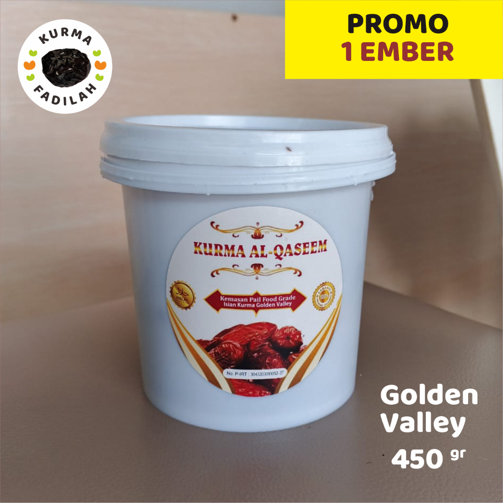 

PROMO PAKET 1 EMBER - Kurma Premium Golden Valley Al Qassim 450 gram Kemasan Ember