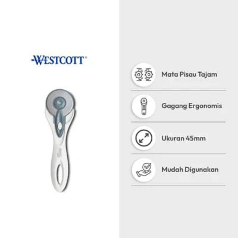 

Westcott 45 Mm Alat Pemotong Rotary Titanium - Putih