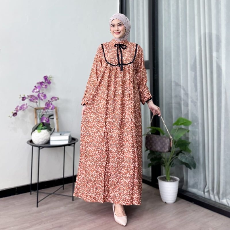 Gamis Rayon Motif Bunga Kekinian | Gamis RayonPremium | Gamis Tali Terbaru Gamis Rayon Bunga