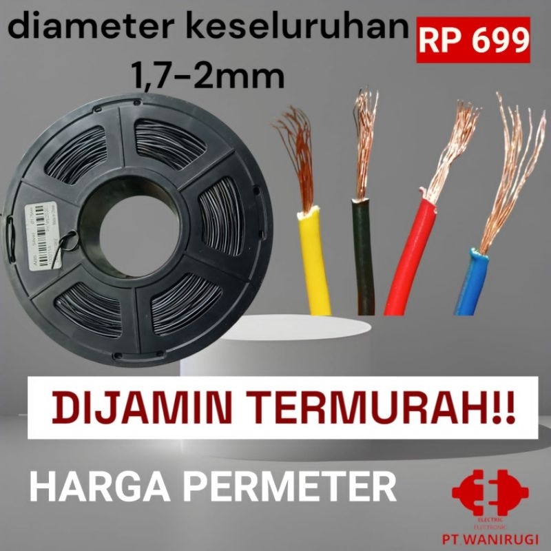 kabel serabut tebal 1,7-2MM kabel jumper 1X14 warna HITAM kabel elektronik
