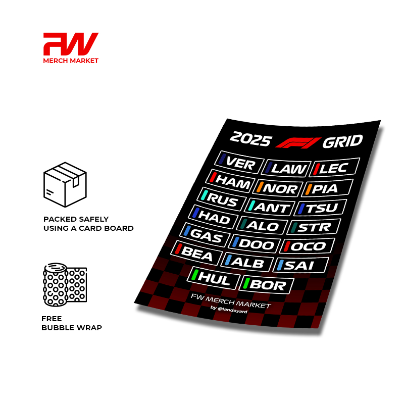 

FORMULA 1 2025 GRID STICKER