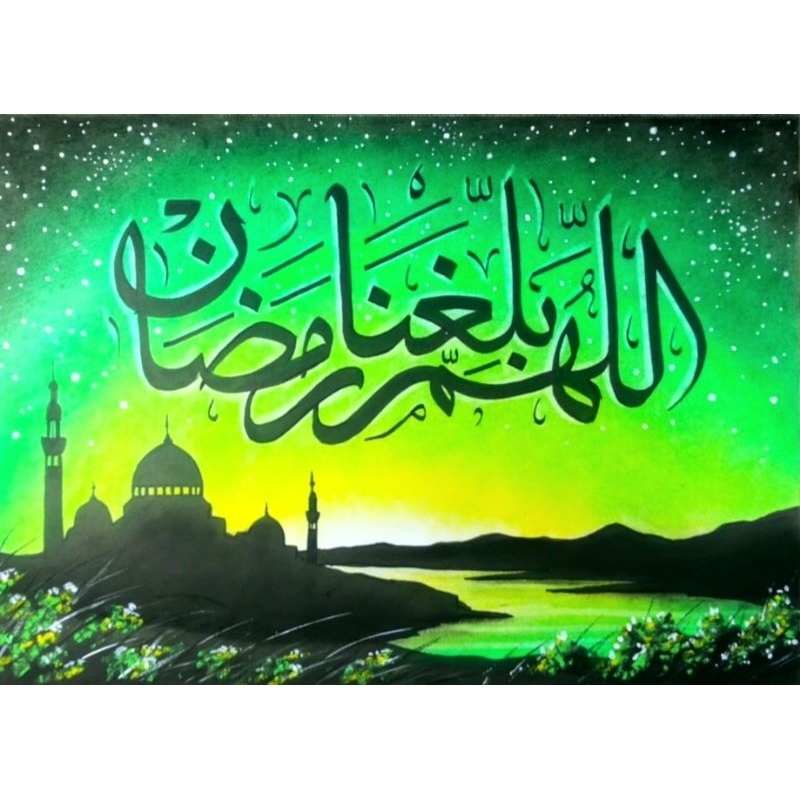

Kaligrafi kertas A4 tema Ramadhan asli bukan digital painting atau printing