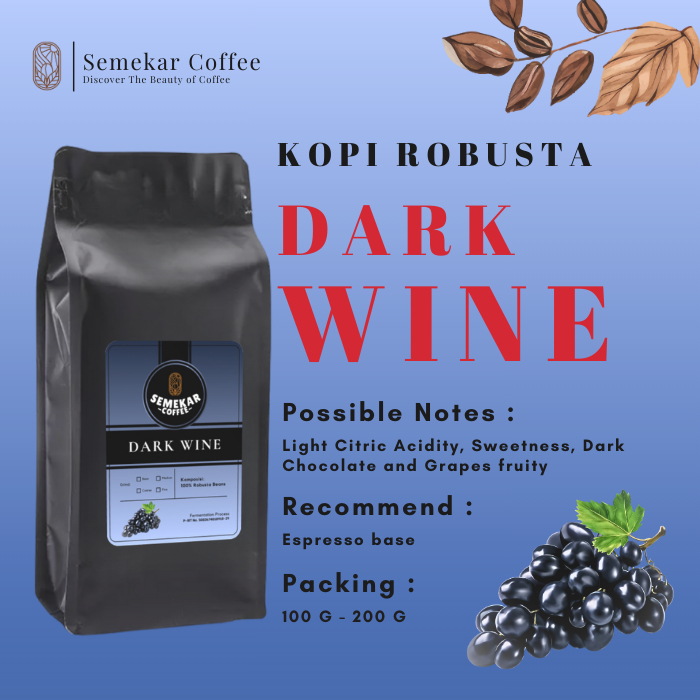 

Semekar Coffee - Dark Wine Kopi Robusta Fermentation Process Roasted Beans