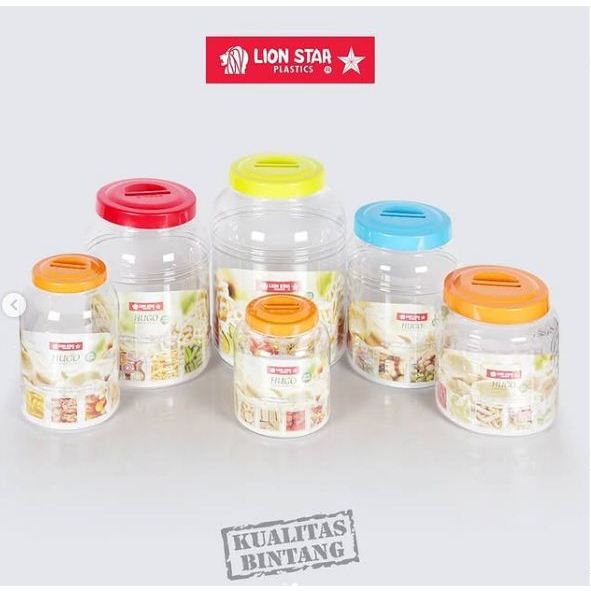 Toples Makanan Bulat /Toples Bening Plastik Hugo - Lionstar