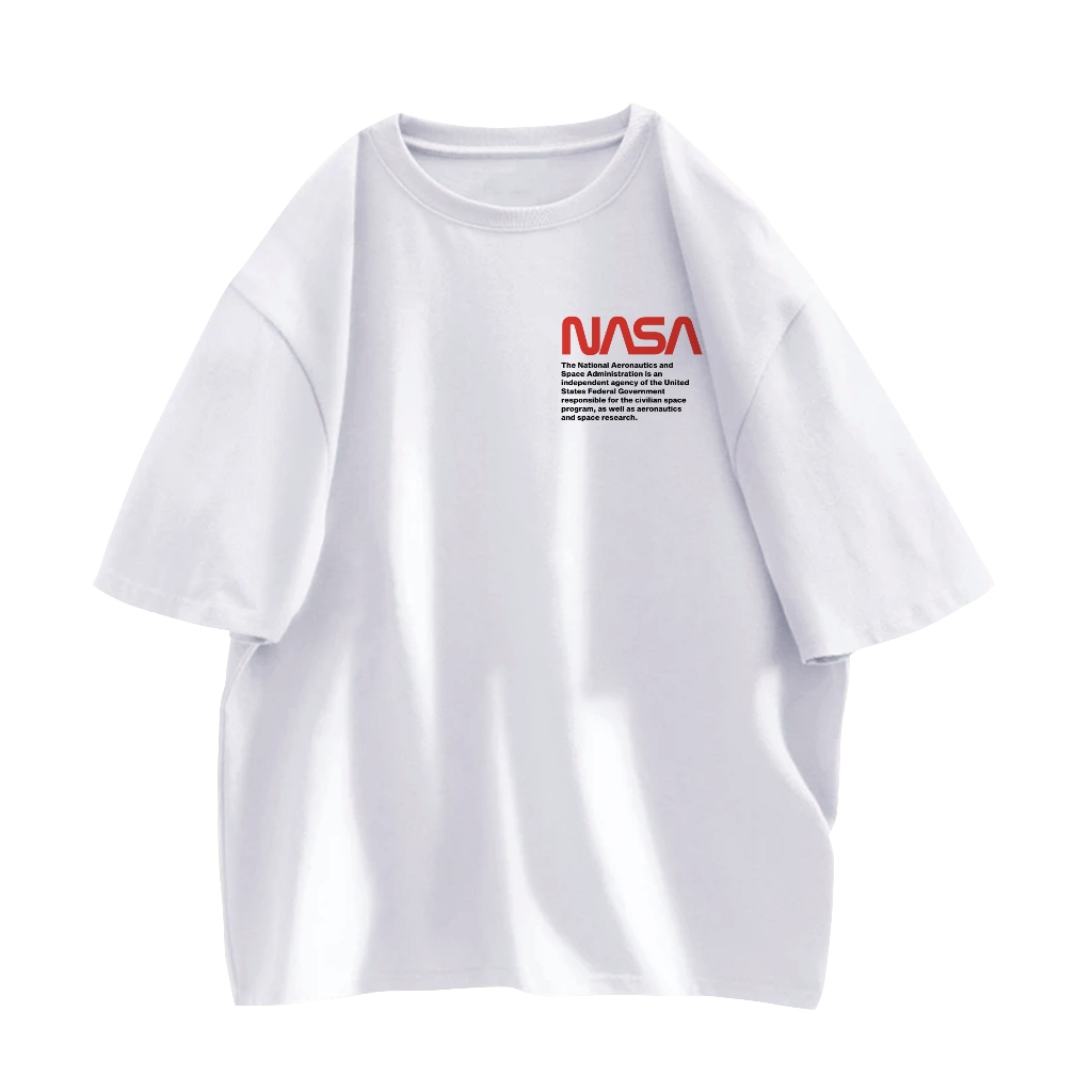 HELEYTIC Tshirt Nasa White  –  Kaos Pria Wanita Simple Lengan Pendek Putih Oversize A-7791
