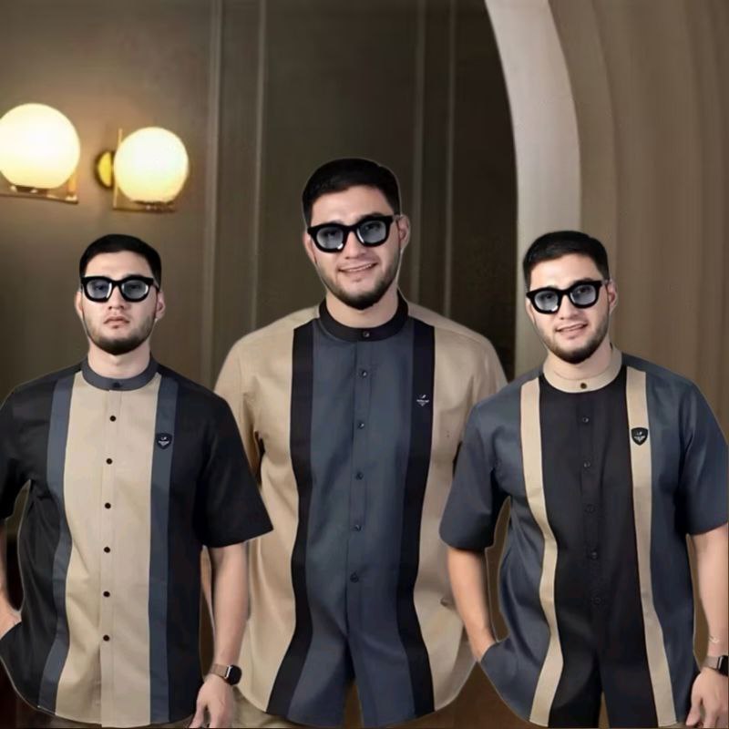 Kemeja Baju Koko Pria Couple Ayah Dan Anak Laki Laki Lengan Pendek KOKO NU PANJANG