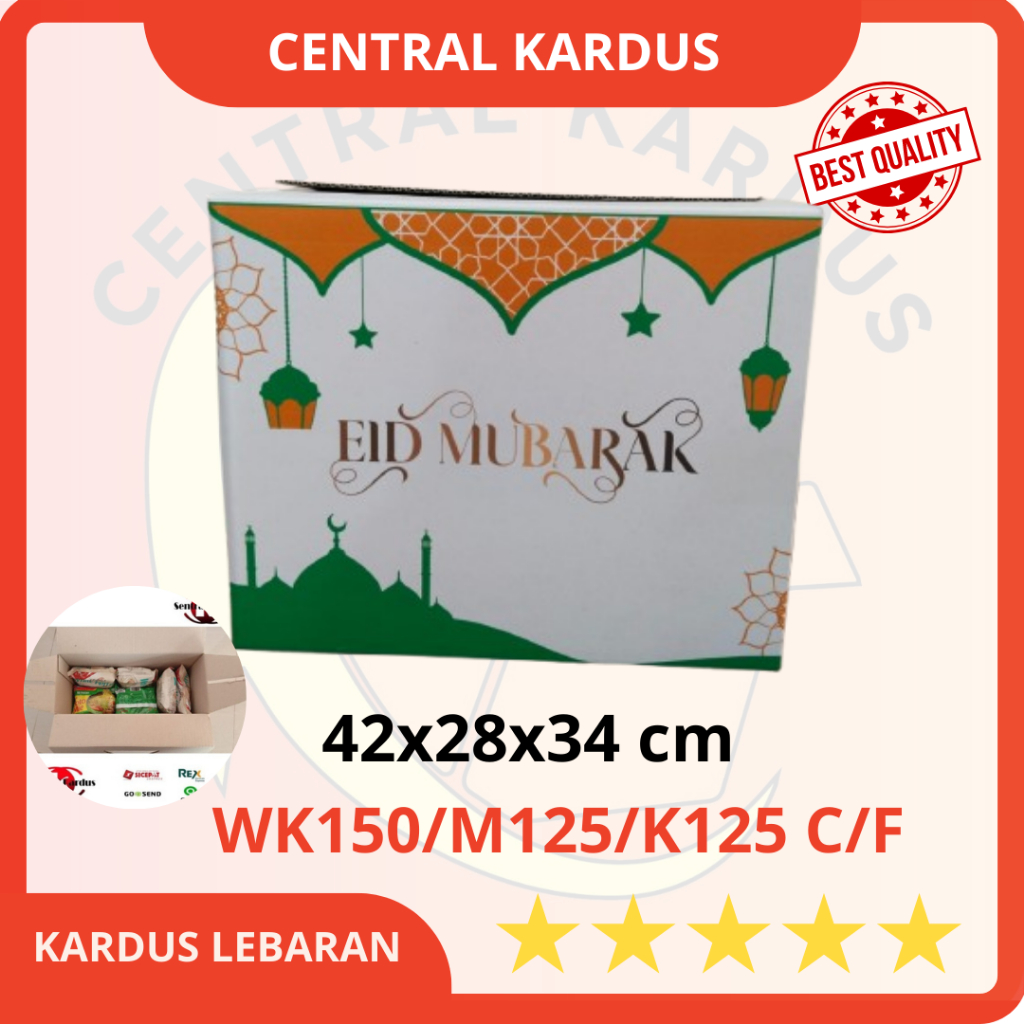 

KARDUS LEBARAN BOX PARCEL PUTIH | DUS LEBARAN CETAK UKURAN 42x28x34 ( HARGA 1 PCS ) Box Lebaran Cetak