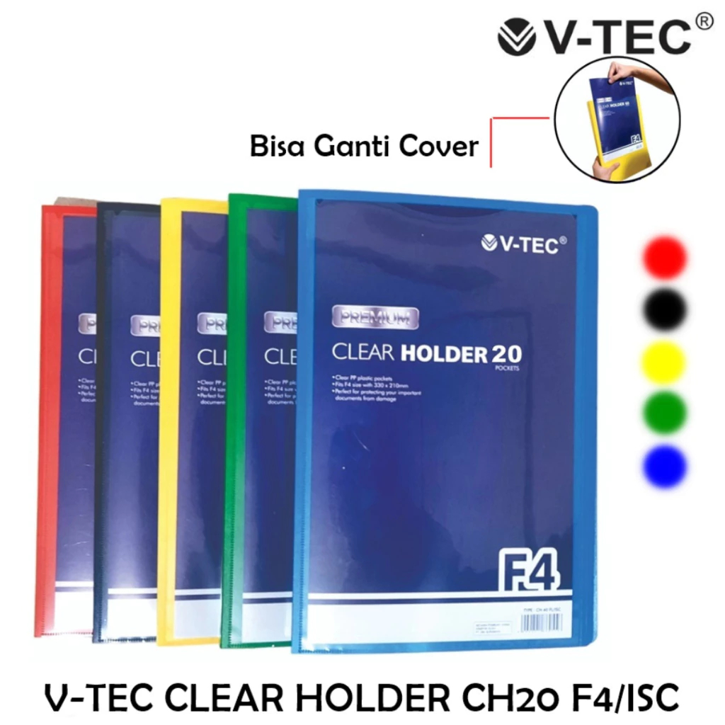 

V Tec Clear Holder F4 FOLIO CH/ISC 20 40 60 Lembar Document Keeper bisa ganti cover