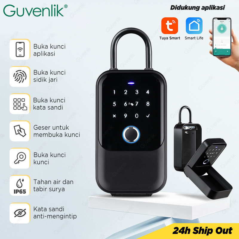 Tuya Bluetooth Smart Key Safe Box Kotak Kunci Dinding Digit Alloy Electronic Safe Deposit Box Portab