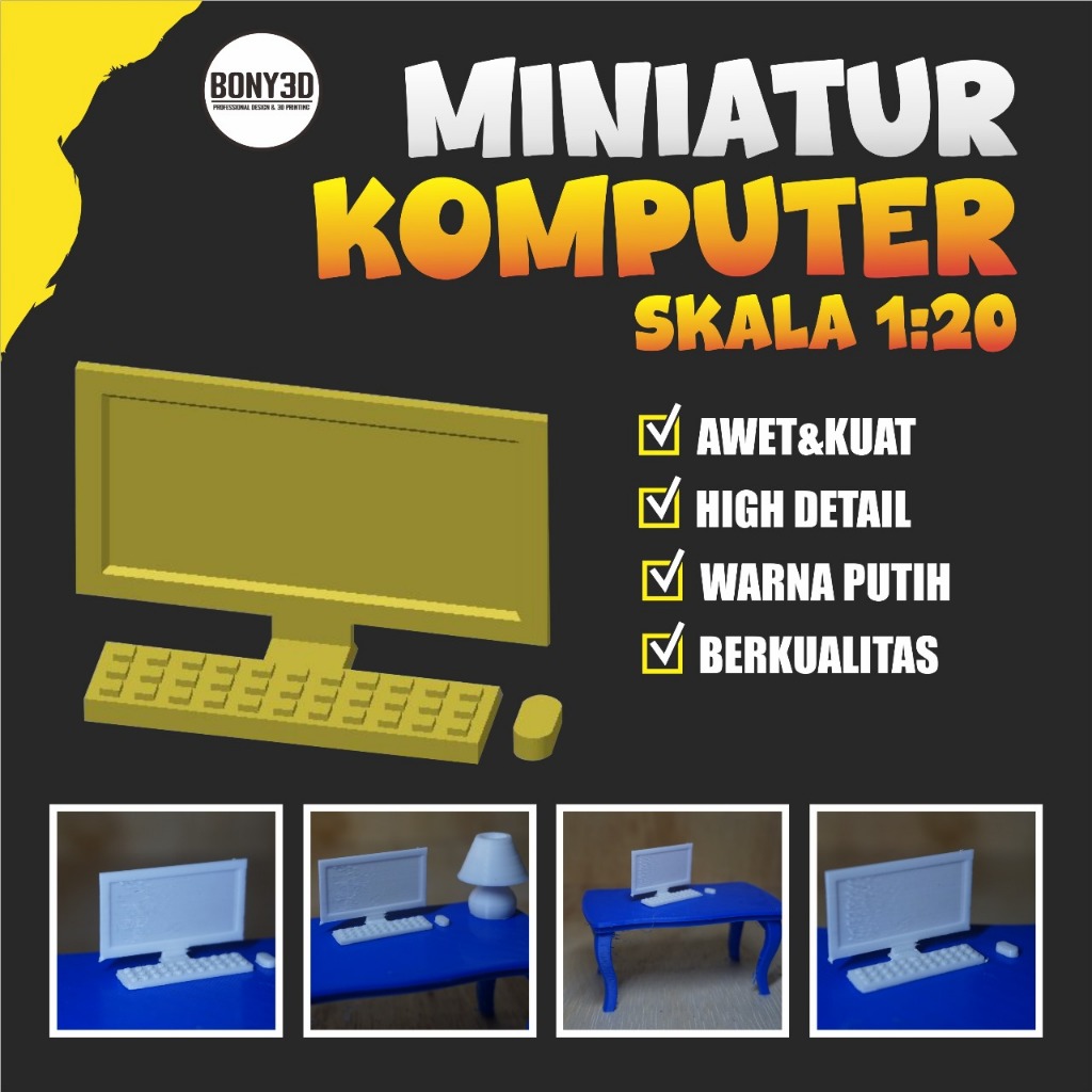 Miniatur Maket Komputer Skala 1:20 | Dekstop Komputer untuk Diorama