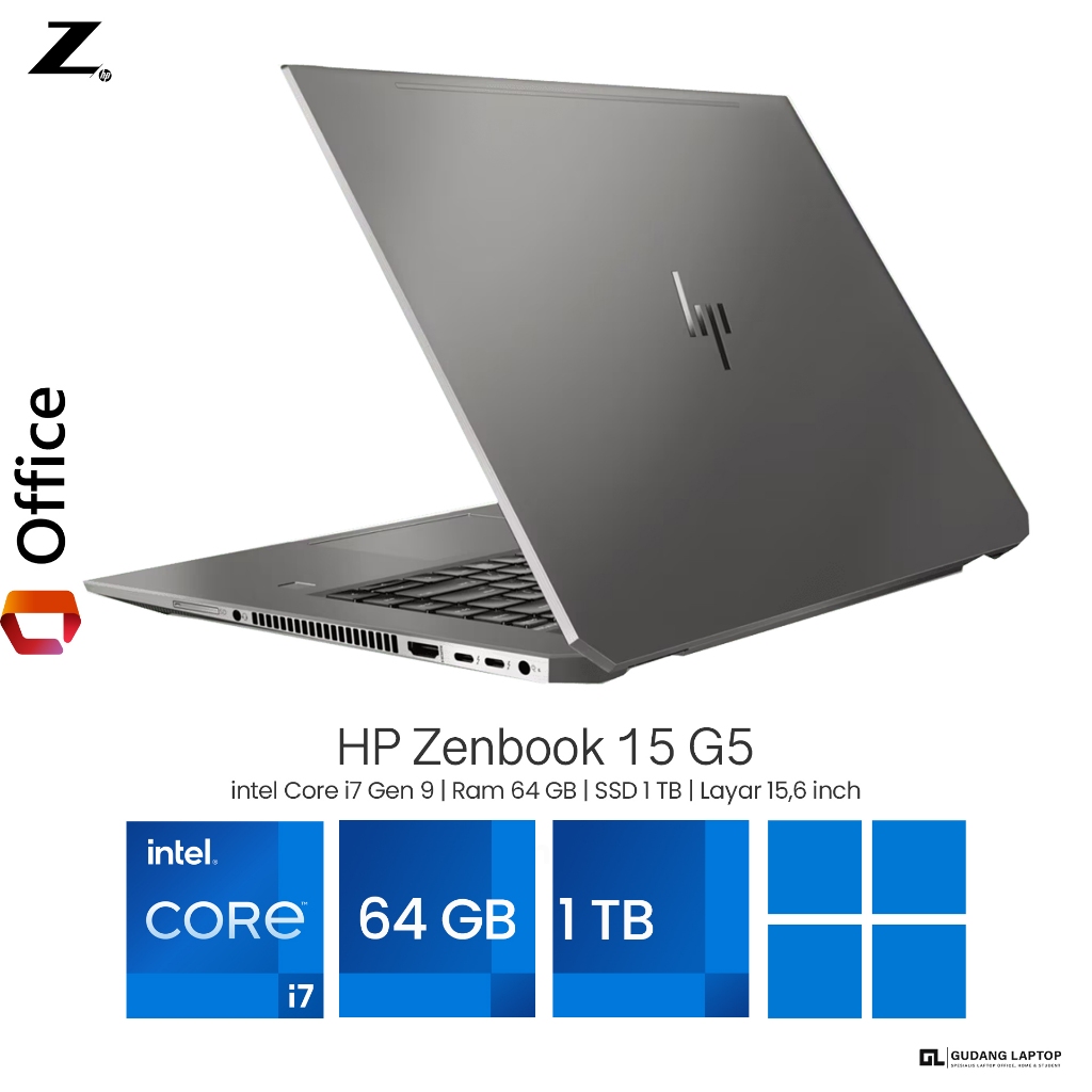 LAPTOP GAMING HP ZBOOK 15 G5 Core i7 Gen 9 RAM 64 GB SSD 2 TB VGA Nvidia Quadro T1000 4 GB