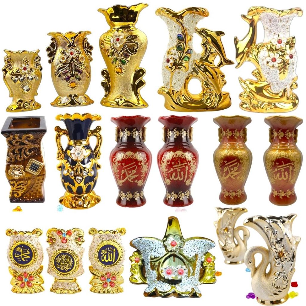 Hiasan Vas Bunga Keramik Gold/ Emas