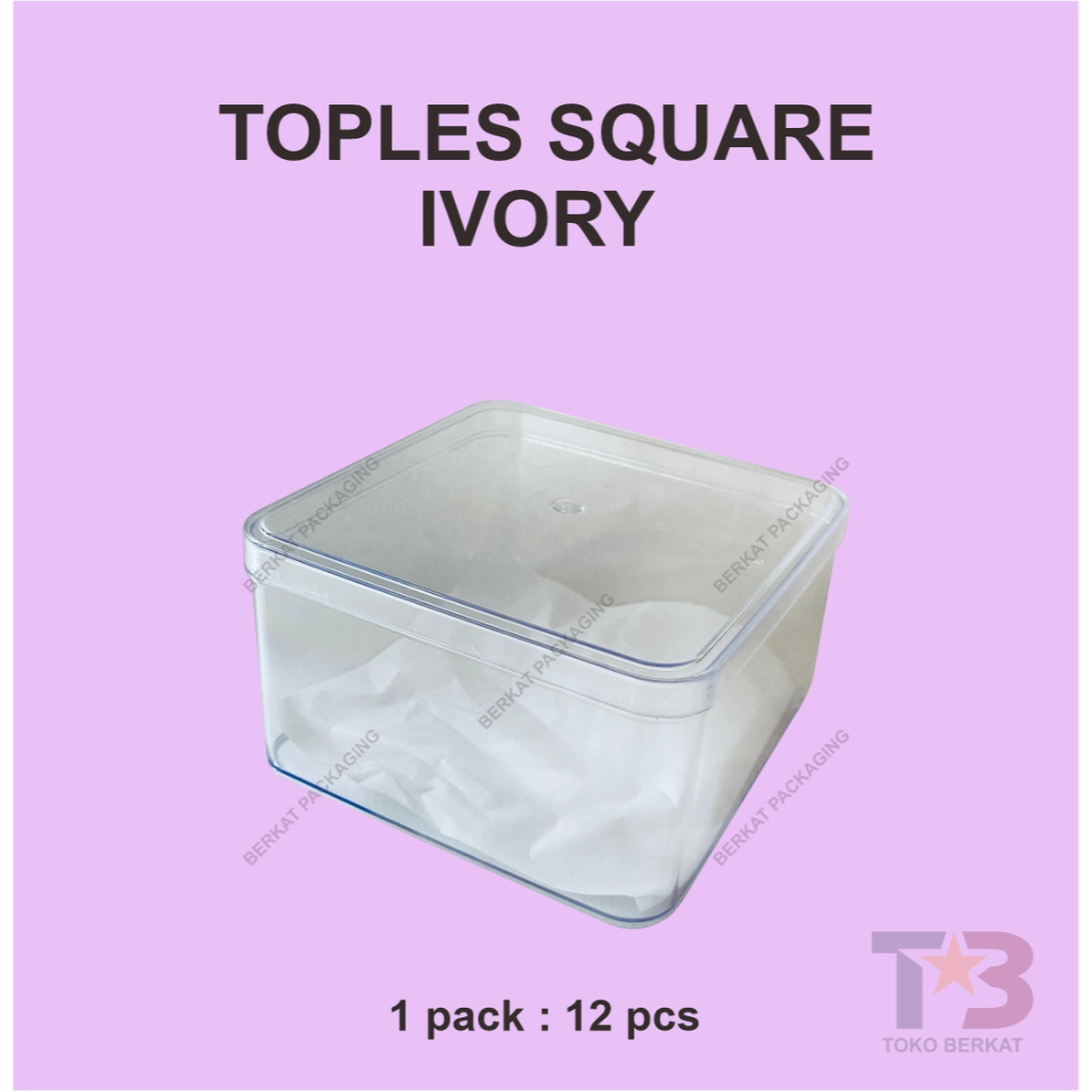 Kaloona.Shop Toples Kue Kering Isi 12Pcs / Toples Ivory 250Gr 500Gr / Toples Rectangel Ivory /