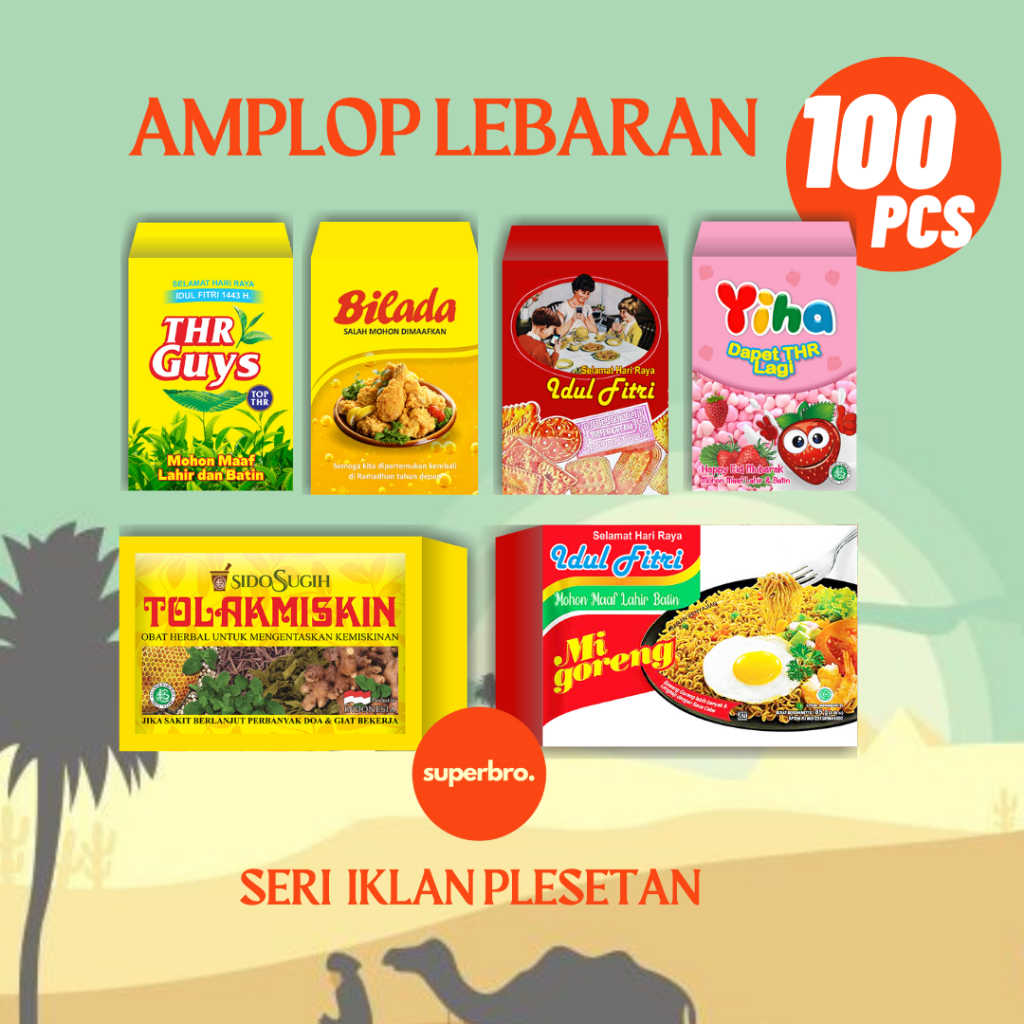 

PROMO 100 PCS AMPLOP LEBARAN 2025 MURAH MOTIF IKLAN LUCU BANGET