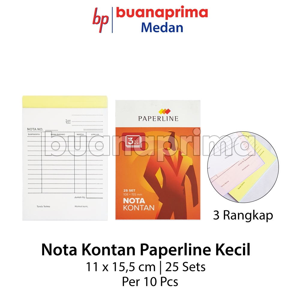 

Nota Kontan Rangkap 3 ply Kecil isi 10 pcs Paperline Tegak Buku Bon Faktur NCR PPL