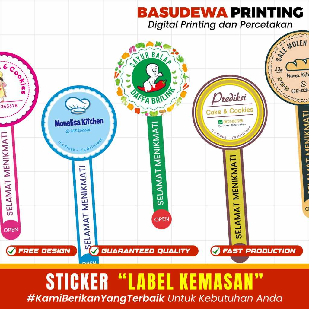 

Cetak Sticker Kemasan Label Stiker Toples Makanan Kue Kering Dan Botol Custom