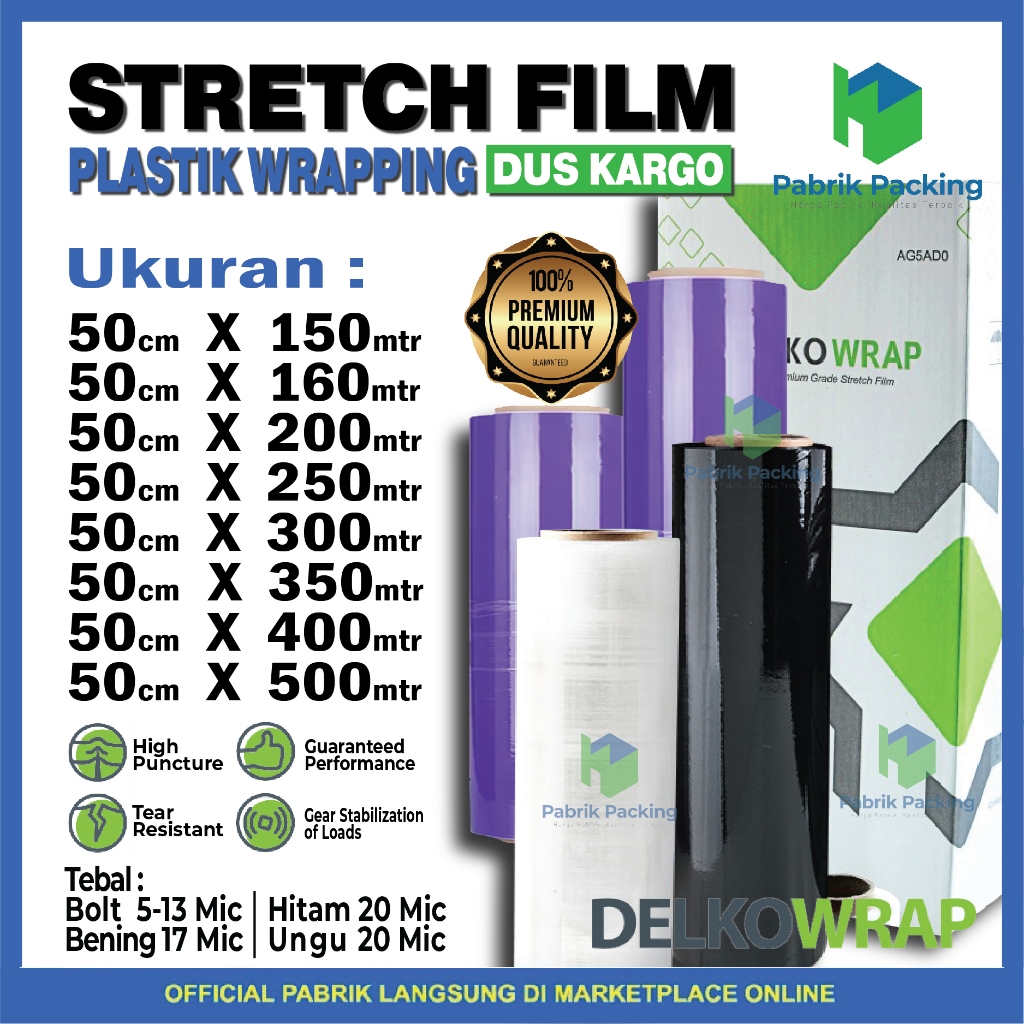 Plastik Wrapping Barang / Stretch Film Delkowrap Varian 50cm Termurah Per DUS EKSPEDISI / KARGO