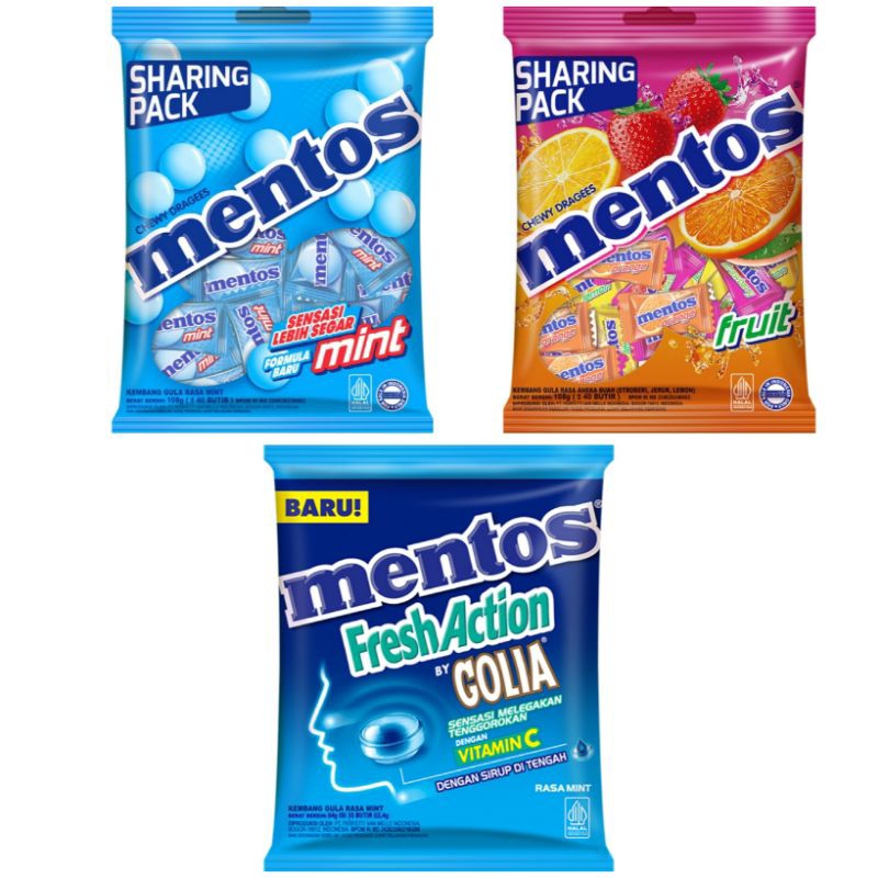 

Mentos Aneka Permen Mint Fruit papermint golia bag