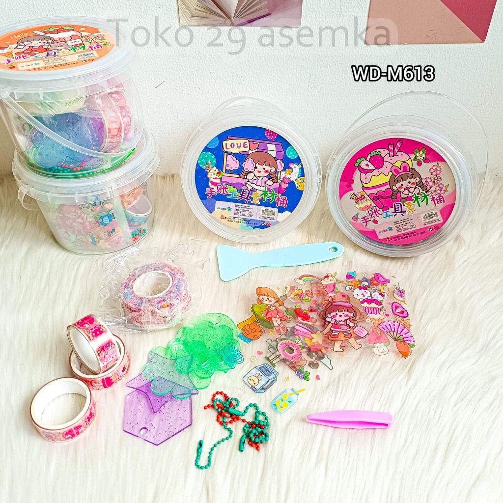 

1 BOX JURNALING SOLATIP WASHI TAPE STICKER SPATULA PINSET PELINDUNG JOURNAL (5 IN 1) KODE WD-M613