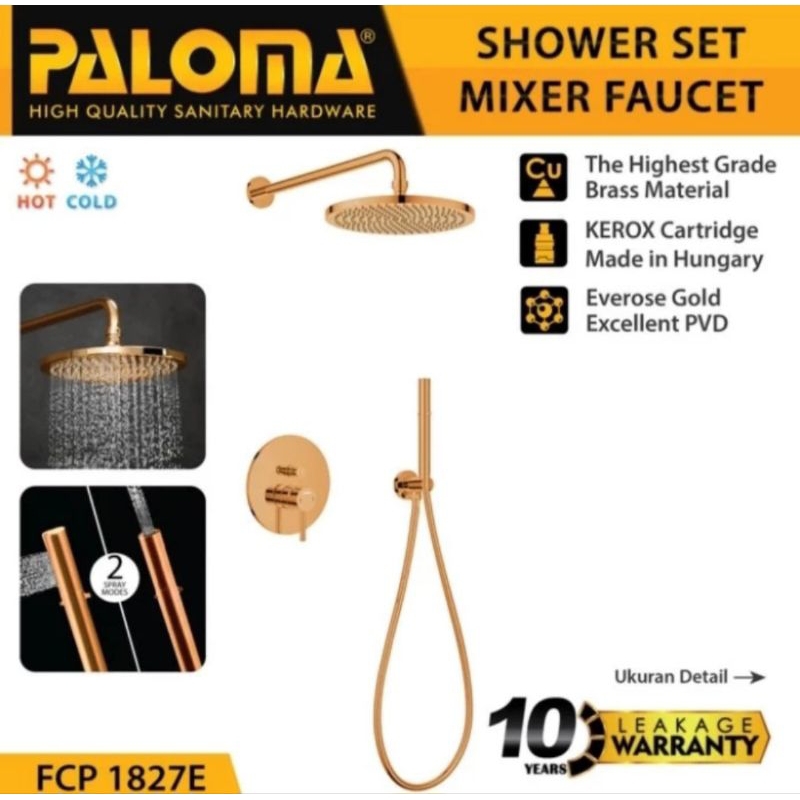 PALOMA FCP 1827E Shower Tanam Set Kran Kamar Mandi Air Panas Dingin Everose Gold