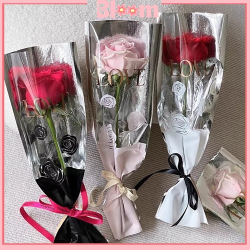 

10 Lembar Plastik Single Wrapping Love Rose Flower Wrapping Plastic Single Flowers Cellophane SF35