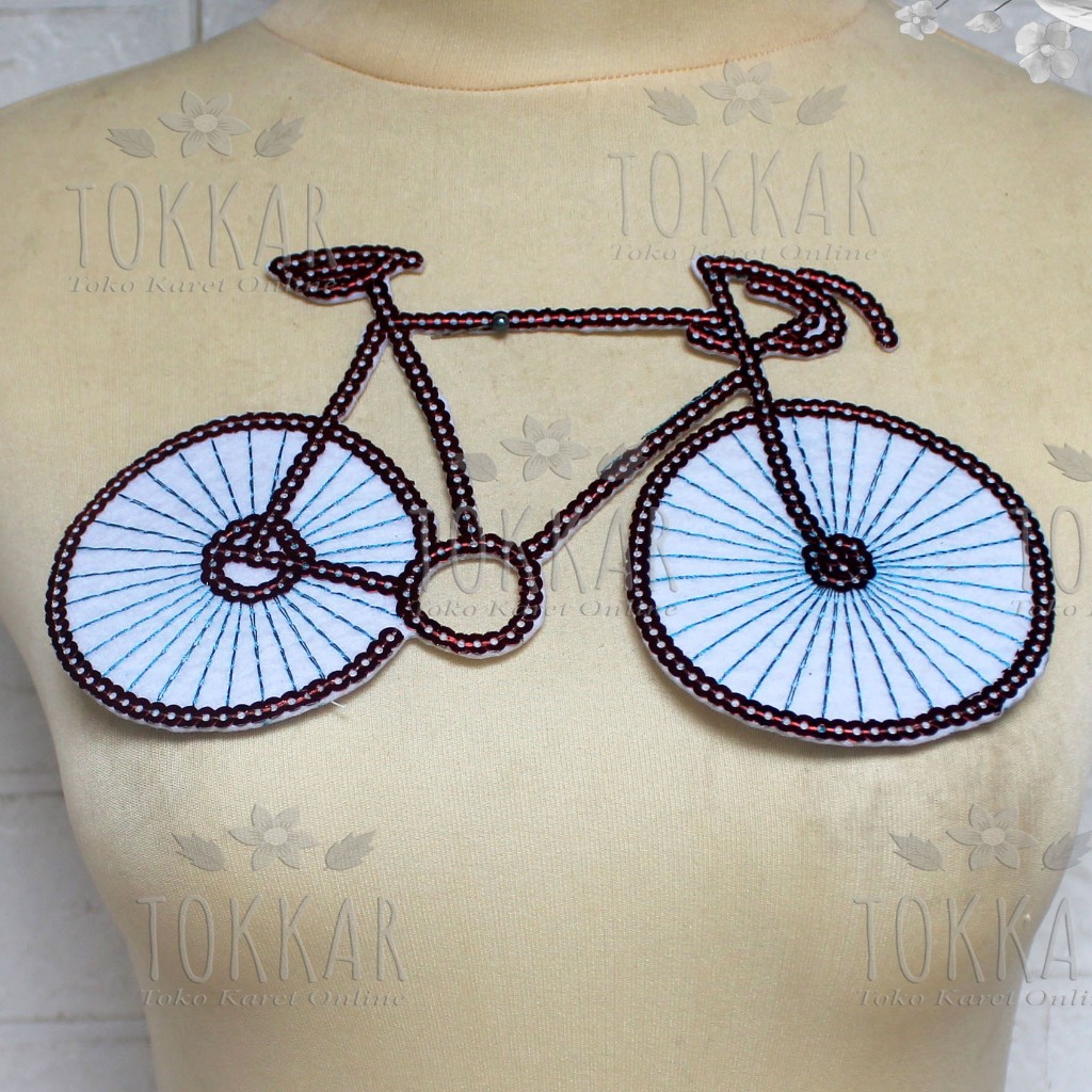 (Per Pcs) AP779 Patch Payet Motif Sepeda Ontel Cantik / Hiasan Baju