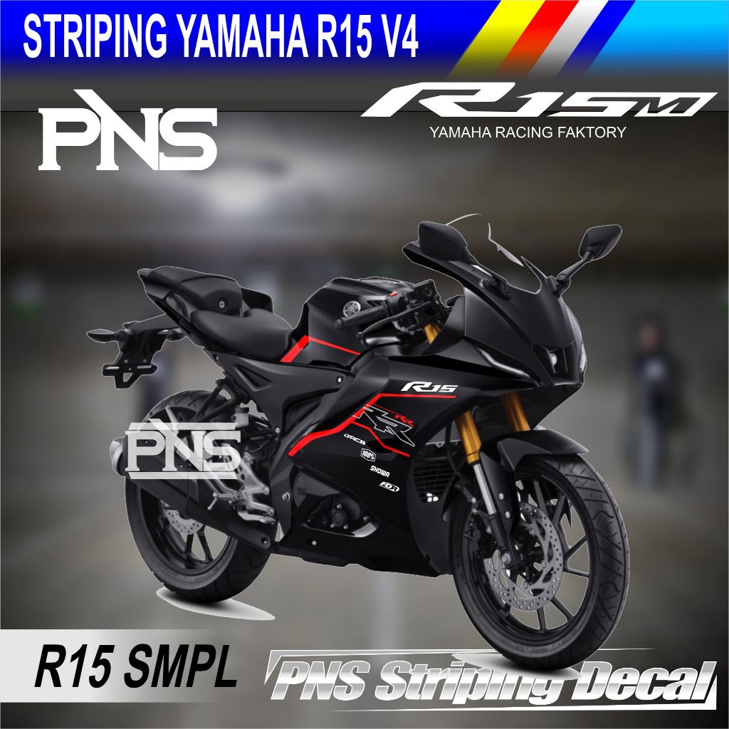 Striping Yamaha R15 V4 simpel, stiker Striping Yamaha R15 V4