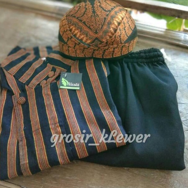 KODE X52X Stelan Baju adat jawa  Baju lurik jawa pria  celana hitam  Blangkon Solo  baju jawa pria  