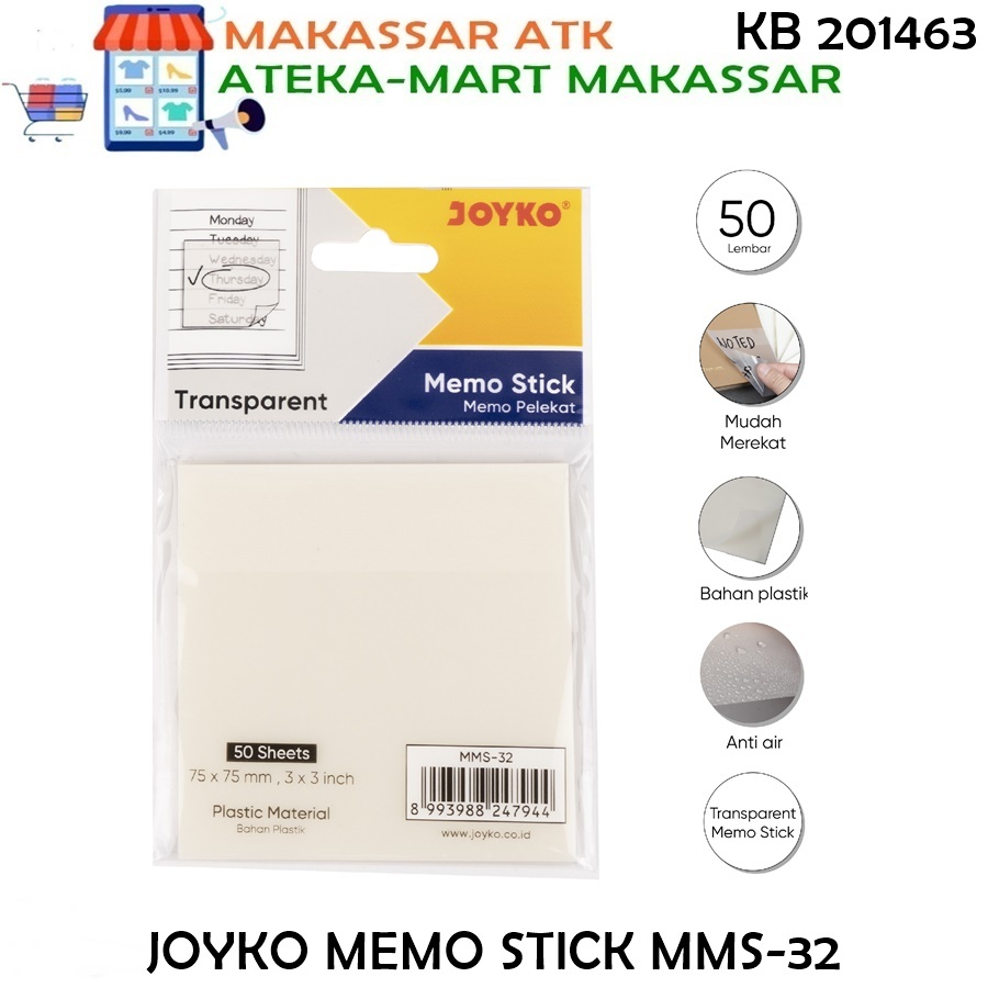 

[1PCS] JOYKO MEMO STICK TRANSPARANT MEMO TEMPEL MMS-32