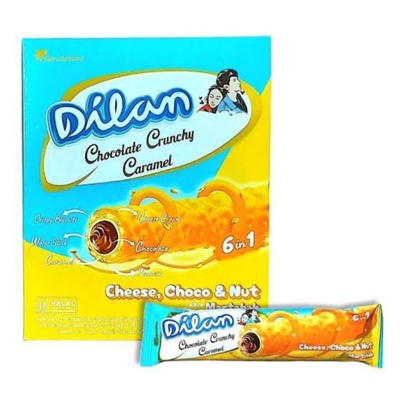 

DILAN CRUNCHY CHEESE CHOCO NUT 6 IN 1 NETTO 1 PACK ISI 12 PCS X 23 GR
