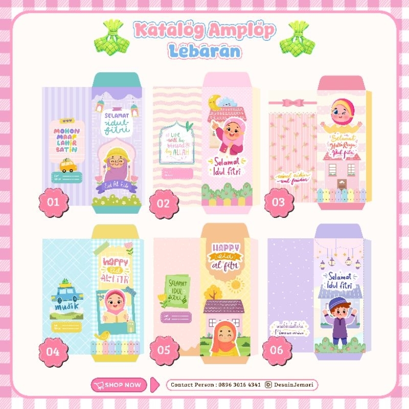 

Amplop lebaran cute anak karakter besar muat uang tanpa lipat