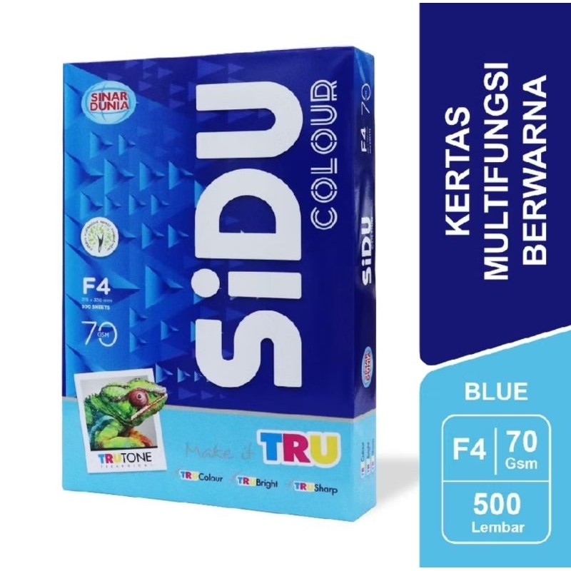 

SiDU Kertas HVS Warna Blue, Green, Yellow 70 GSM F4