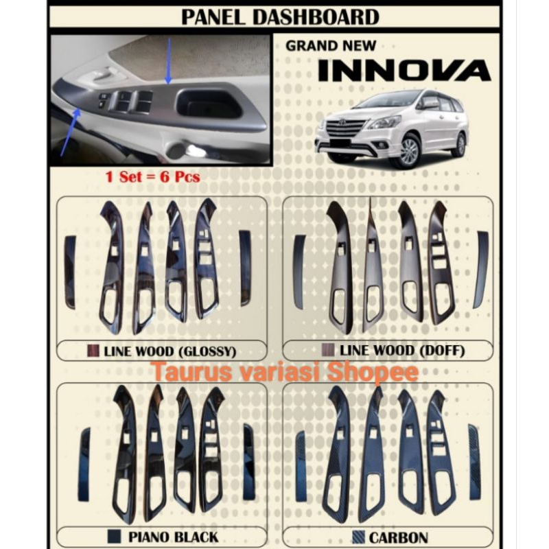 Cover Tempel Panel Amrest/Interior Dalam Mobil toyota Innova Inova 2004 sampai 2015 model tempel war