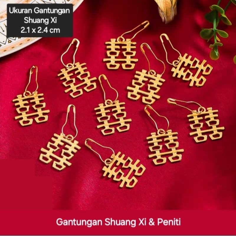 Gantungan Shuang Xi & Peniti | Hiasan Shuang Xi & Peniti | Hiasan Wedding | Gantungan Hampers Shuang