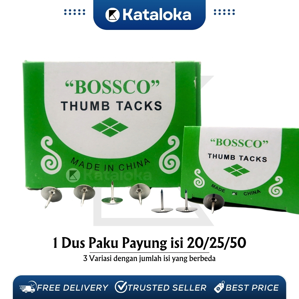 

GROSIR!!! 1 DUS isi 100 Box Thumb Tacks / Pines / Paku Payung Bossco A-19~50 (isi 20/25/50)