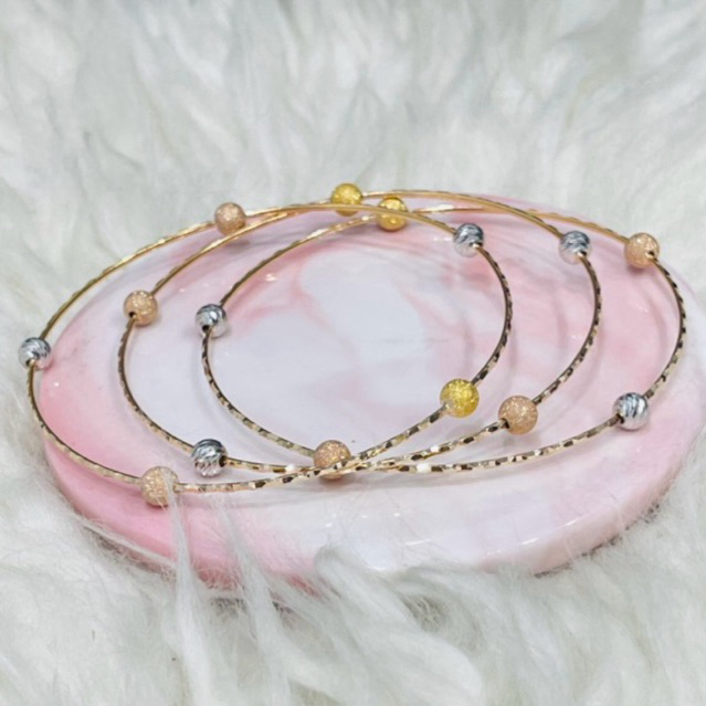 gelang keroncong bola pasir warna warni cantik elegant emas asli kadar 700