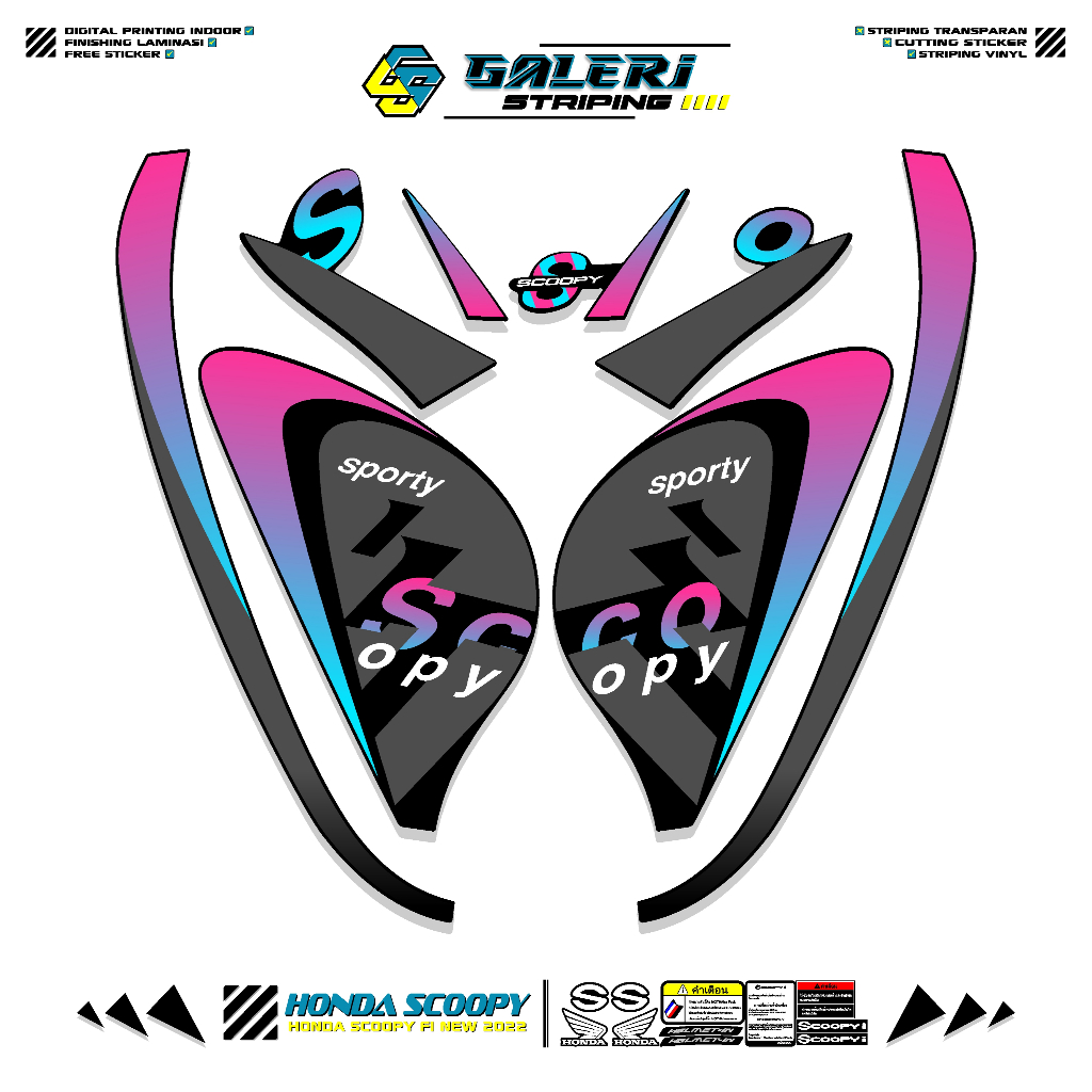STRIPING HONDA SCOOPY FI TAHUN 2021-2022 MOTIF 5 STIKER SCOOPY Fi SPORTY PRESTIGE STYLISH LIS ORI