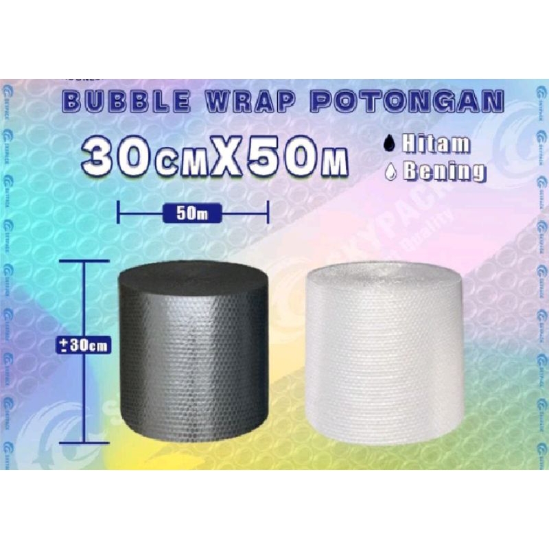 

Bubble wrap potongan 30cm x 50Meter. Pelastik gelembung untuk packing, warna hitam/putih