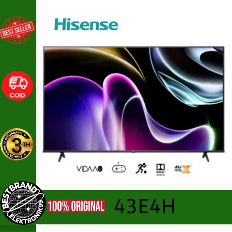 HISENSE 43E4H LED 43INCH SMART TV VIDAA BEZELLES DESIGN 43E4