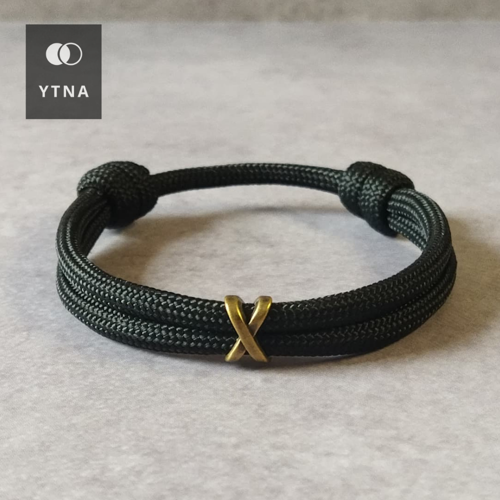 YTNA - Gelang Tali Pria Cowok Aesthetic Keren Hitam Bracelet 4mm Simple Premium G1