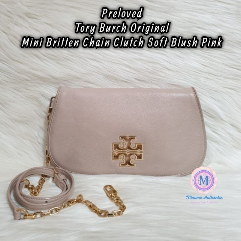 Preloved Tas Tory Burch Original Britten Mini Clutch Soft Blush Pink