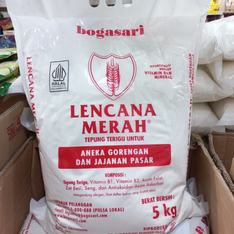 

LENCANA MERAH/Tepung Terigu Cap LENCANA MERAH 5kg / 1pack berat 5kg