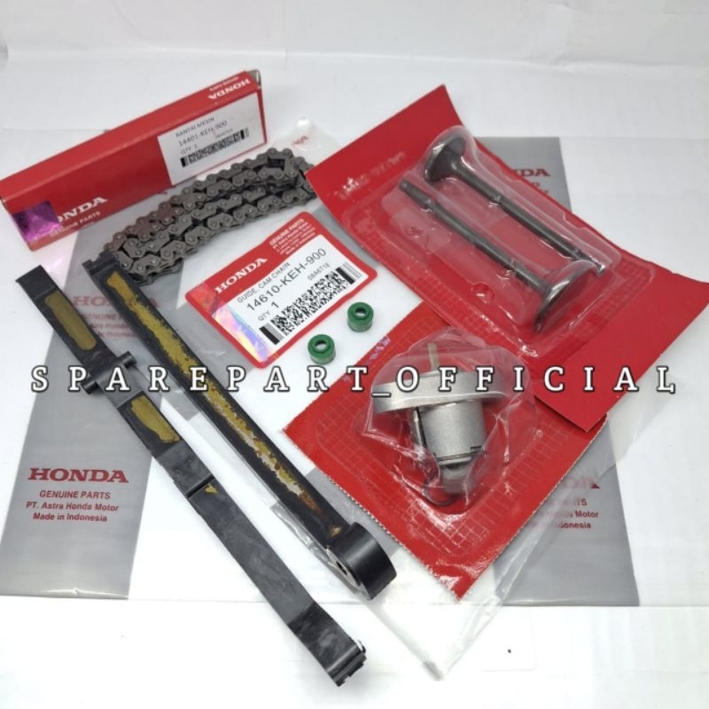 Rantai Keteng+Karet Tensioner+Tonjokan Keteng+Klep Set+Seal Klep Honda Motor Neotech,MegaPro Primus,