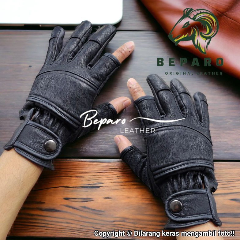 KODE P19B Sarung Tangan Motor KULIT ASLI Bolong
