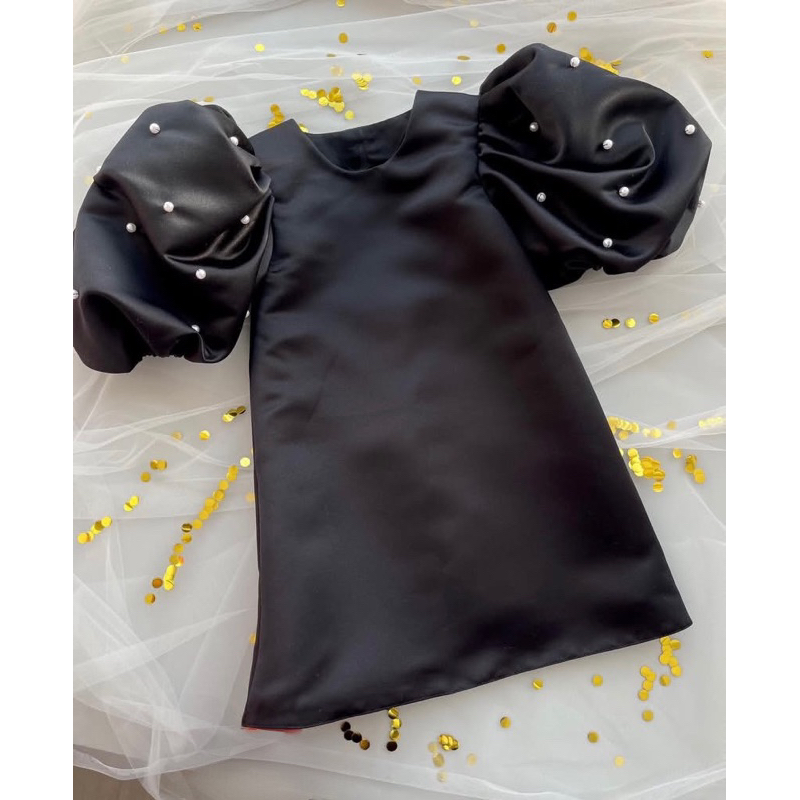 dress anak lengan balon pakaian anak perempuan fashion