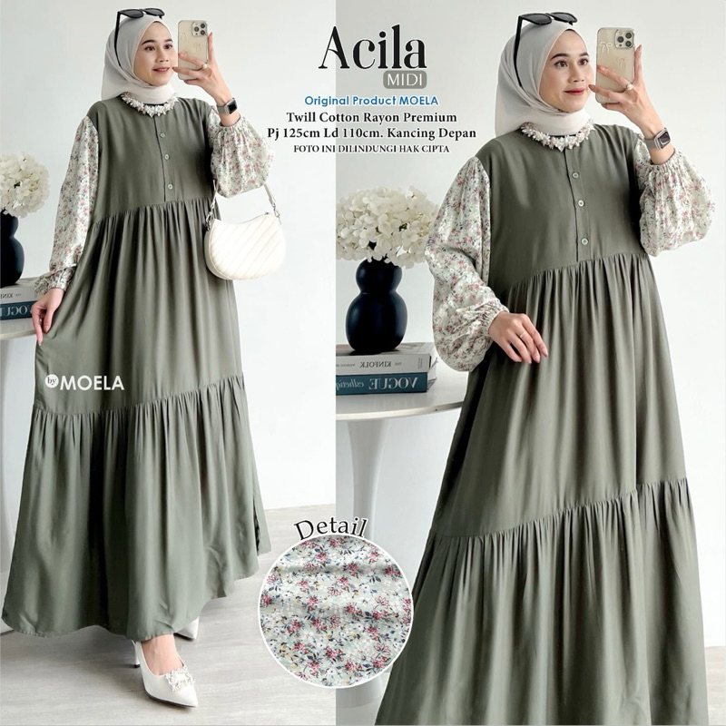 MIDI DRES MOELA GAMIS KOMBINASI KATUN RAYON TWILL PREMIUM BY MOELA / ACILA MIDI / FISLE MIDI / NESIS
